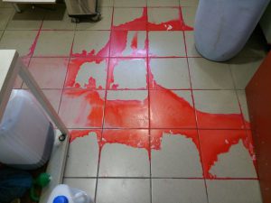 Dye spill on the floor